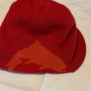SIMMS Red Beanie Hat with Orange Accent